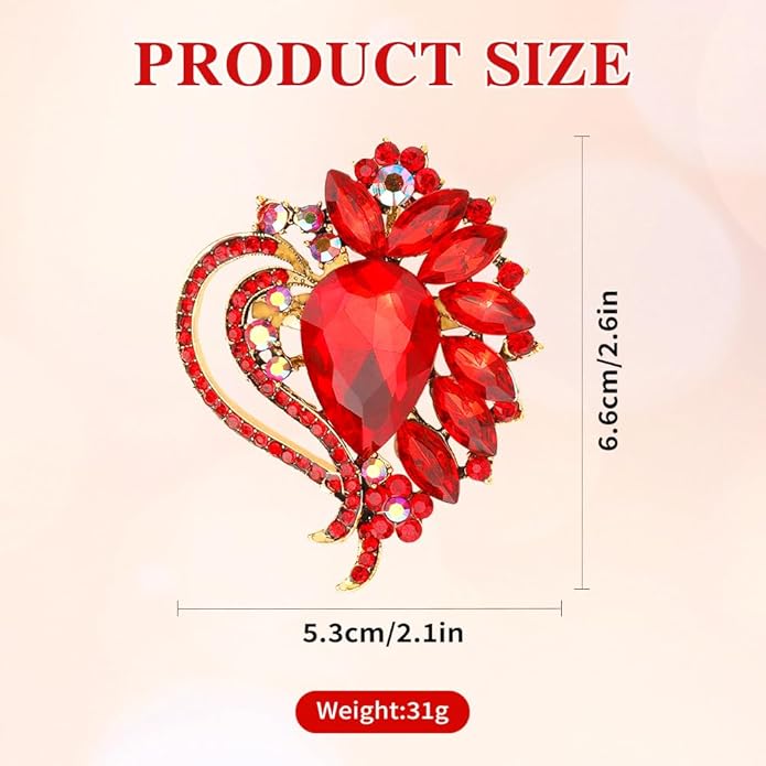 Heart Brooches and Pins for Women Vintage Rhinestone Brooch Lapel Pins for Women Wedding Dress Suit Jewelry Gift Accessories