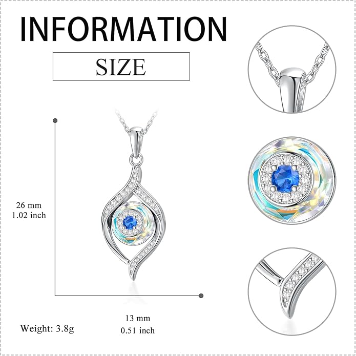 VONALA Evil Eye Necklace Sterling Silver Blue/Purple/White/Multi Eyes Pendant Necklace Luck Amulet Ojo Turco Jewelry Gift for Women Girls Daughter Mother