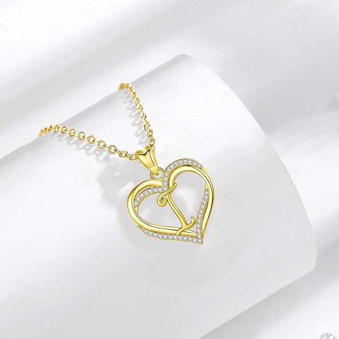 INFUSEU Unique Initial Necklaces for Women Girls Small Heart Letter Jewelry, Meaningful Personalized Gifts