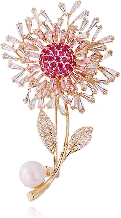 Flower Floral Brooch Pin Pearl Rhinestone Crystal Brooches Pins Scarf Brooch Clip Christmas Lapel Pin Dress Accessories for Women