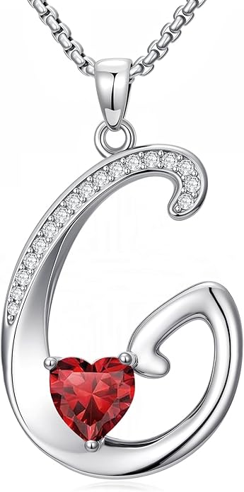 Christmas Gifts for Women Alphabet A to Z Initial Birthstone Pendant Necklaces for Women - 18k White Gold Plated Personalized Name Jewelry Valentine Mothers Day Birthday Gifts for Women Her Girlfriend