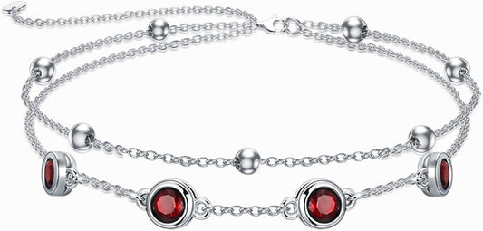 Dorunmo 925 Sterling Silver Birthstone Anklet Bracelets for Women Birthday Mother's Day Jewelry Gifts for Wife Girlfriend Mother Her