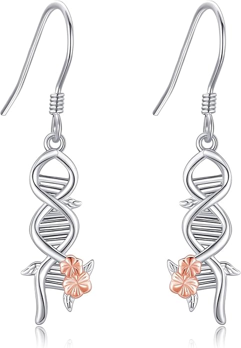 DNA Music/DNA/Piano/Moth/Sunflower/Trumpet Earring 925 Sterling Silver Astronaut/Raccoon/Moth/Sunflower Jewelry for Women