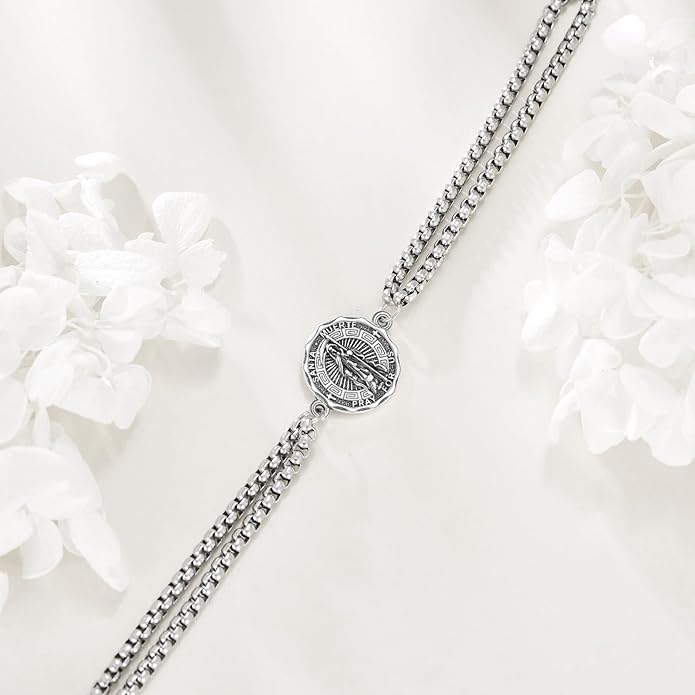 YFN Patron Saint Bracelet Sterling Silver Religious Protector Bracelet Jewelry Gift for Women Men