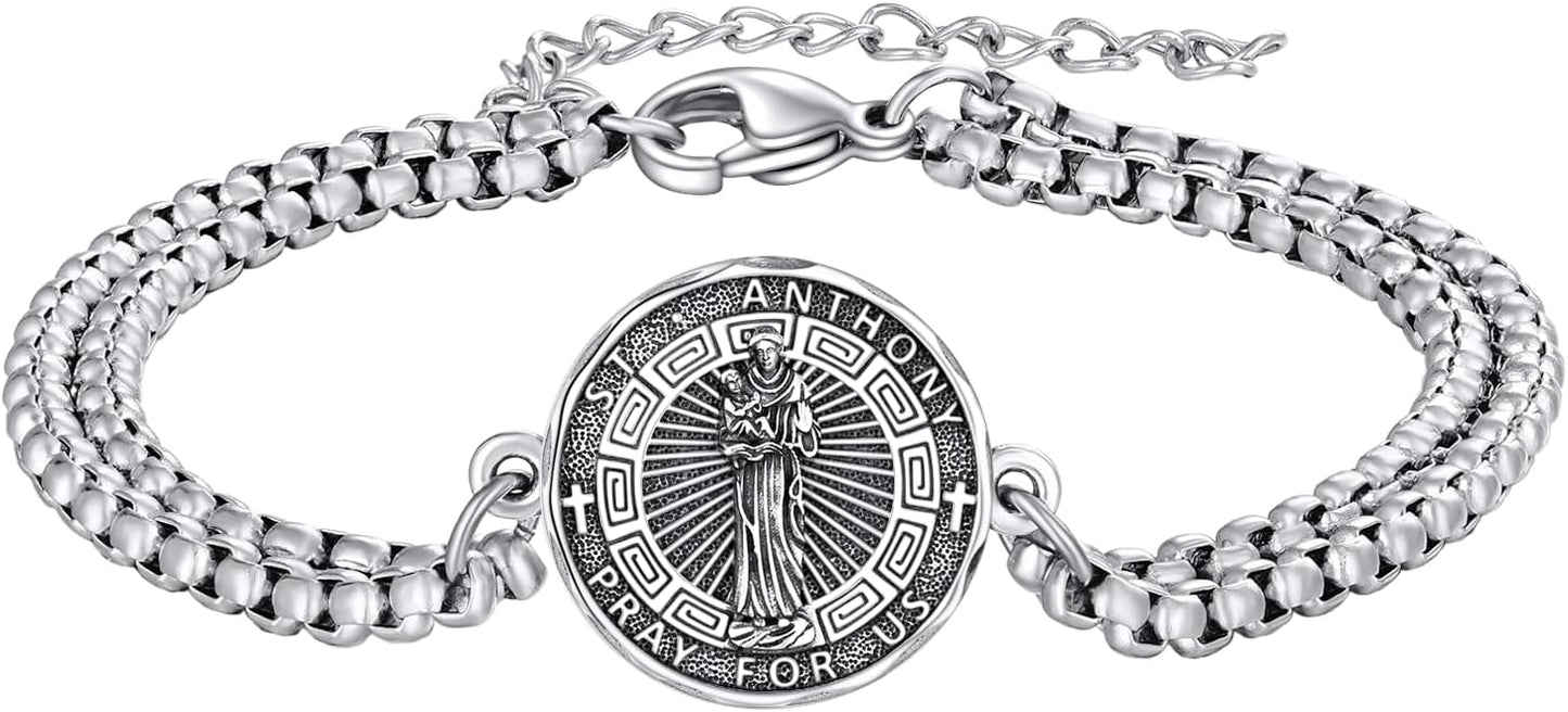 YFN Patron Saint Bracelet Sterling Silver Religious Protector Bracelet Jewelry Gift for Women Men