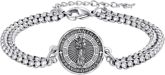 YFN Patron Saint Bracelet Sterling Silver Religious Protector Bracelet Jewelry Gift for Women Men