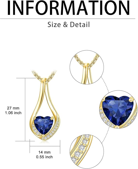 Birthstone Necklaces for Women,18k Yellow/White Gold Plated Forever Love Heart Infinity Pendant Necklace Anniversary Jewelry Christmas Birthday Gifts for Women Her Wife Girlfriend