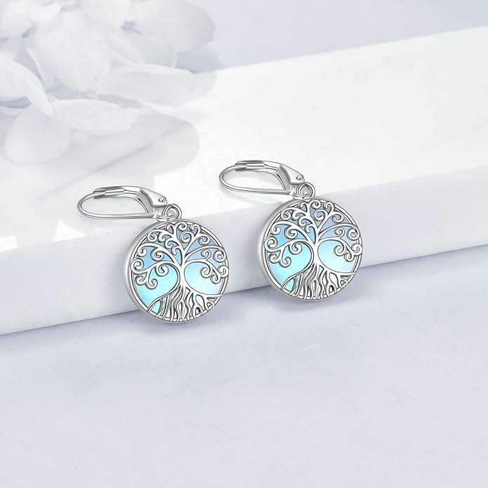Moonstone Filigree Drop Dangle Teardrop Earrings 925 Sterling Silver Moonstone Leverback Earrings for Women Jewelry Gifts