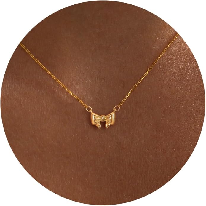 Gold Necklace for Women-14K Gold Plated Bow,Dragon,Shell, Palm Tree, Seahorse, Conch Shell,Sardines, Cowboy Boot,Bat,Bunny Pendant Beachy Jewelry for Women Gifts