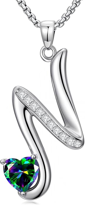 Christmas Gifts for Women Alphabet A to Z Initial Birthstone Pendant Necklaces for Women - 18k White Gold Plated Personalized Name Jewelry Valentine Mothers Day Birthday Gifts for Women Her Girlfriend
