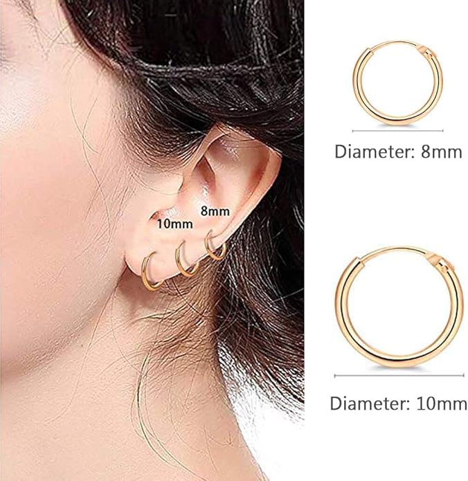 Silver Hoop Earrings- Cartilage Earring Small Hoop Earrings for Women Men,4 Pairs of Hypoallergenic 925 Sterling Silver Tragus Earrings