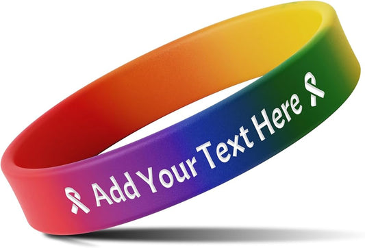 Custom Rubber Bracelets with Text Logo Clipart Customizable Bracelet Personalized 1/2 Inch Silicone Wristbands for Awareness, Events, Support, Promotions