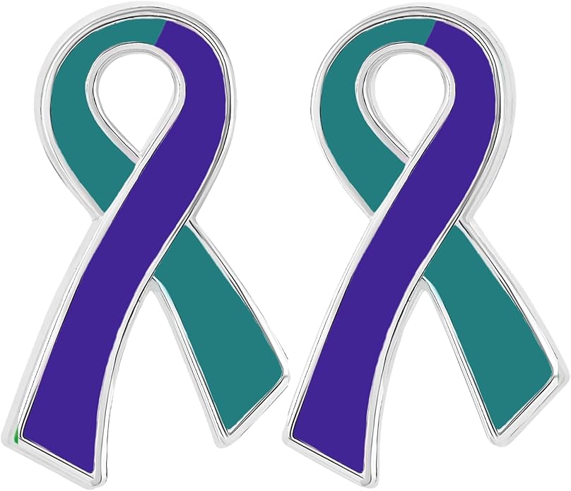 Suicide Awareness and Prevention Pin - Bulk Packs - Variety Pack of Teal & Purple Ribbon Pin Perfect for Support Groups, Gift-Giving and Fundraising