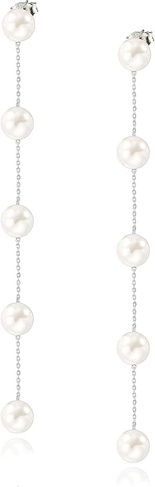 Long Pearl Earrings for Women 18K Gold Plated Hypoallergenic Lightweight Pearl Dangle Drop Earrings for Wedding Elegant Jewelry for Bridal Christmas Gift