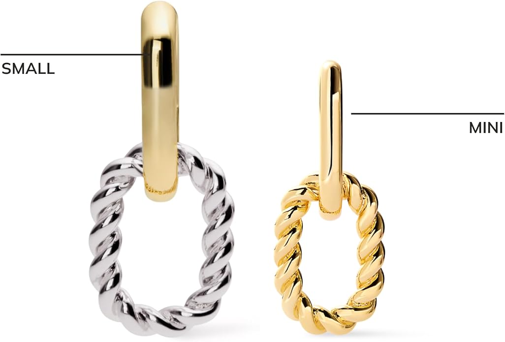 Ana Luisa Ash Double Hoop Earrings for Women - 14K Gold Plated, Silver & Two-Tone Drop Dangle Hoop Earring - Trendy Paperclip Link Huggie Hoop - Hypoallergenic, Water-Resistant & Tarnish-Free Jewelry