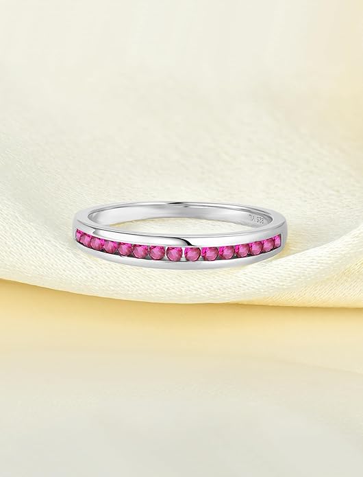 YL Stackable Rings 925 Sterling Silver Halo Birthstone Eternity Bands Jewelry for Women