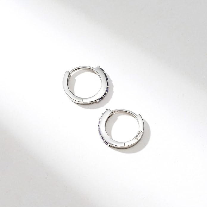 SWEETV 925 Sterling Silver Huggie Hoop Earrings for Women Girls-Tiny Small Cartilage Hoop Earring