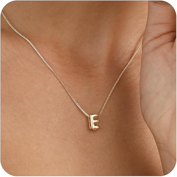Bubble Gold Letter Necklace for Women, 14k Gold Plated Balloon Initial Necklace, Dainty Gold Necklace for Women, Personalized Bubble Pendant Name Necklace, Fashion Accessories Trendy Jewelry