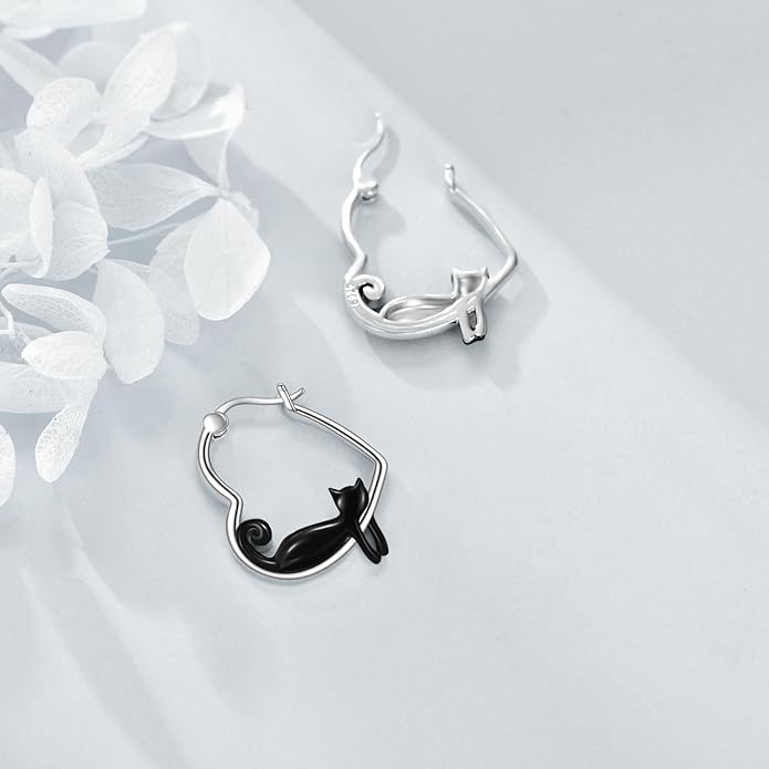 YFN Animal Earrings Sterling Silver Animal Heart Hoop Dangle Earrings Cute Jewelry Gifts for Women