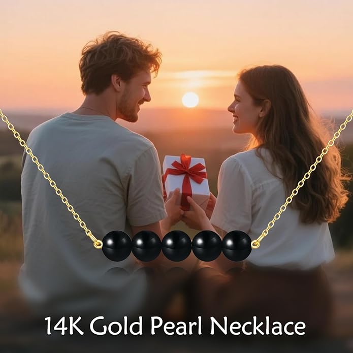 KECHO 14K Real Gold Freshwater Cultured Pearl Pendant Necklace 14K Solid Gold Jewelry Anniversary Birthday Gifts for Women