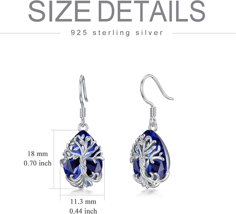 TOUPOP Tree of Life Earrings 925 Sterling Silver Family Tree Dangle Drop Earrings Crystal Jewelry Birthday Christmas Gifts for Women Her