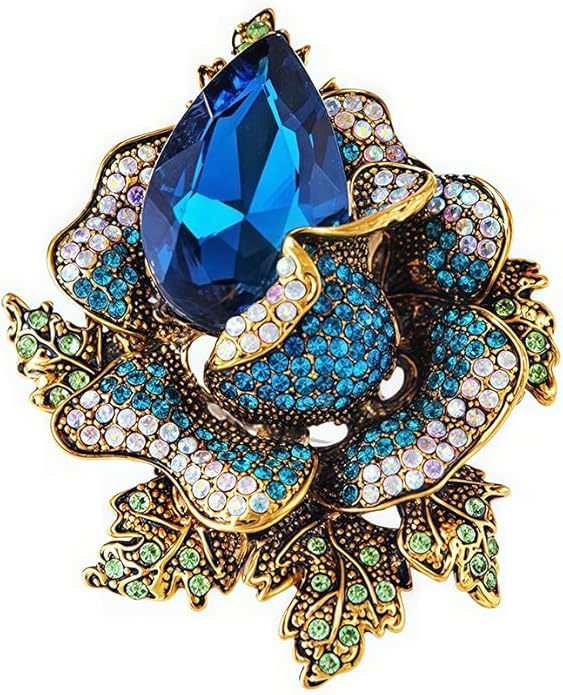 Rhinestone Flower Brooch For Women Crystal Rose Flower Brooch Pin Big Size Rhinestone Crystal Flowers Broochs Stylish Rhinestone Rose Flowers Pin Elegant Clothing Hat Bag Accessories