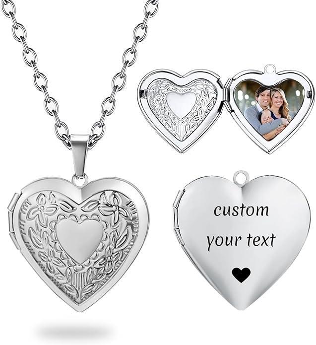 PHOCKSIN Personalized Locket Necklace for Women Photo Necklace with Customized Picture Birth Flower Birthstone New Years Gifts for Women