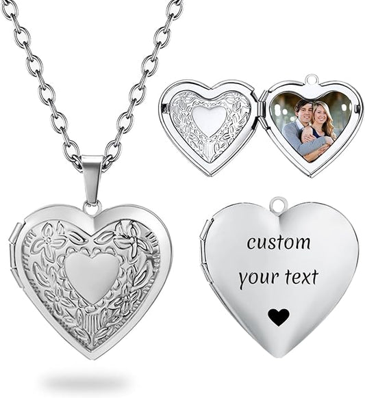PHOCKSIN Personalized Locket Necklace for Women Photo Necklace with Customized Picture Birth Flower Birthstone New Years Gifts for Women