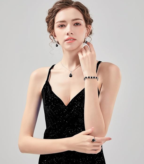 ZCGJWE Wedding Jewelry Set for Women Gem Necklace Earrings Bracelet Luxury Jewelry Set Birthday Valentine's Day Mother's Day Christmas Prom Jewelry Gift