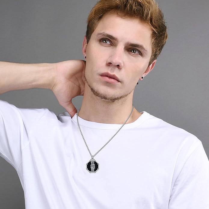 Taioiat Saint Necklace 925 Sterling Silver St Necklace Amulet Pendant Jewelry Religious Gift for Men Women