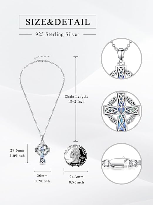 Seiyang 925 Sterling Silver Mustard Seed/Cross/Star of David/Triquetra Trinity Knot/Celtic/Claddagh Necklace Christian/Irish Jewelry Gifts for Women Mom Her