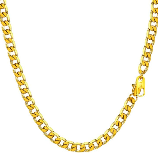 PROSTEEL 316L Stainless Steel Cuban Link Chain Necklaces for Men, Black/18K Gold Plated, Hypoallergenic Jewelry, 4mm-13mm, 14"-30", Come with Box