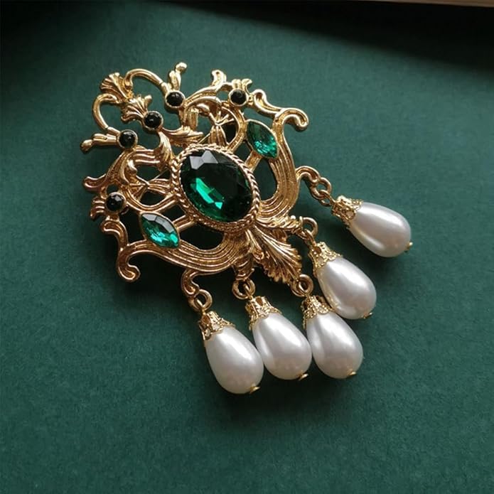 JKQBUX Versailles series Baroque elegant Brooches Pin for Women Men Girls Retro Court Pearl Corsage Pin delicate accessory