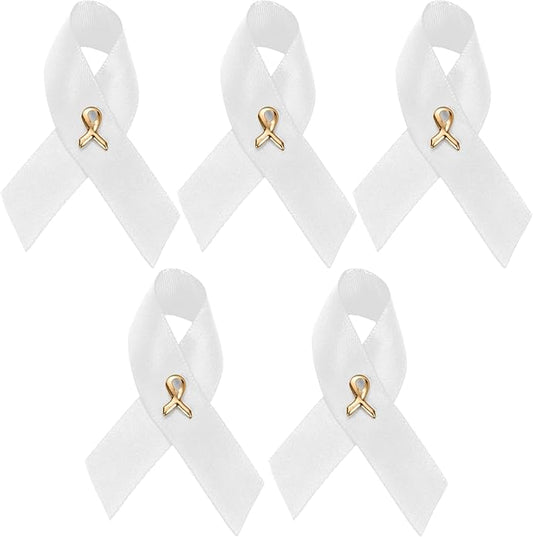 1/2/5/10/25/50/100pcs Satin Awareness Ribbon Pins (Pick your color), for Cancer & Disease Awareness, Bulk Quantities for Fundraising, Events, Gift Giving