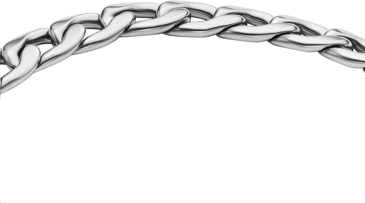Fossil Men's Plated Stainless Steel Engravable Personalized Gift ID, Chain or Cuff Bracelet for Men