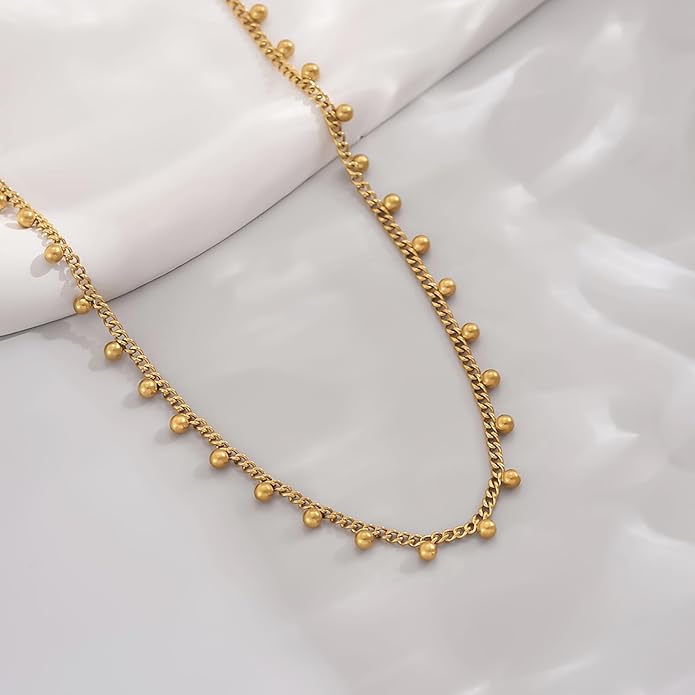 Gold Chain Necklace for Women 18K Gold Plated Stainless Steel Necklace Dainty Star Cross Heart Choker Chains Simple Delicate Minimalist Trendy Jewelry