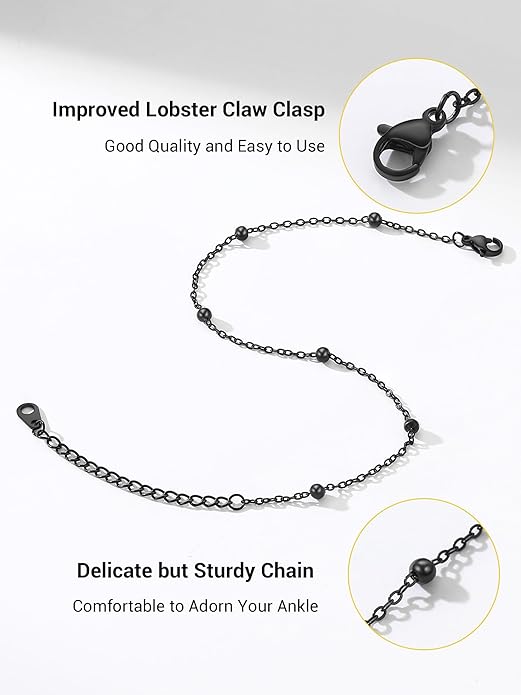 PROSTEEL Stainless Steel Chain Anklets for Women, Silver/Gold Tone, Ankle Bracelets Hypoallergenic, 8-10.5 Inch Adjustable, Come with Box
