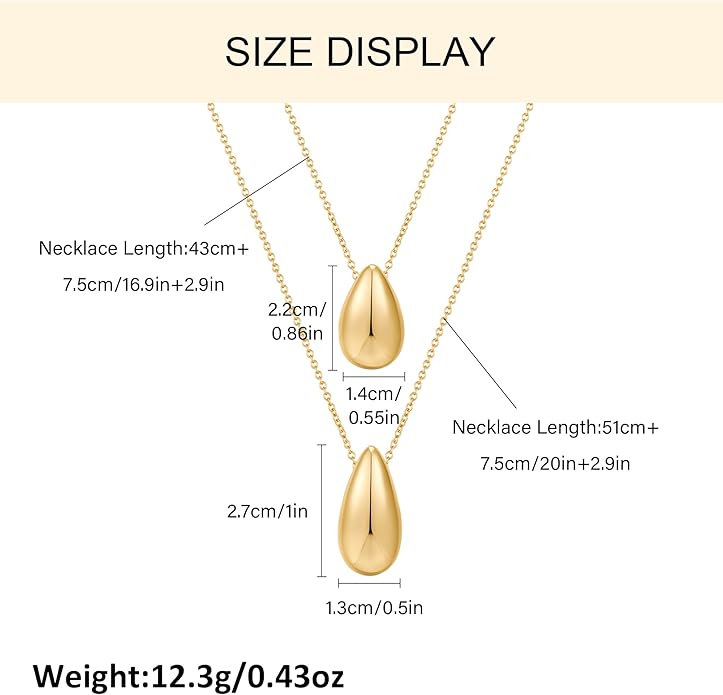 Dainty Layered Necklaces for Women Teardrop Long Pendant Chunky Necklace Trendy Jewelry Gift