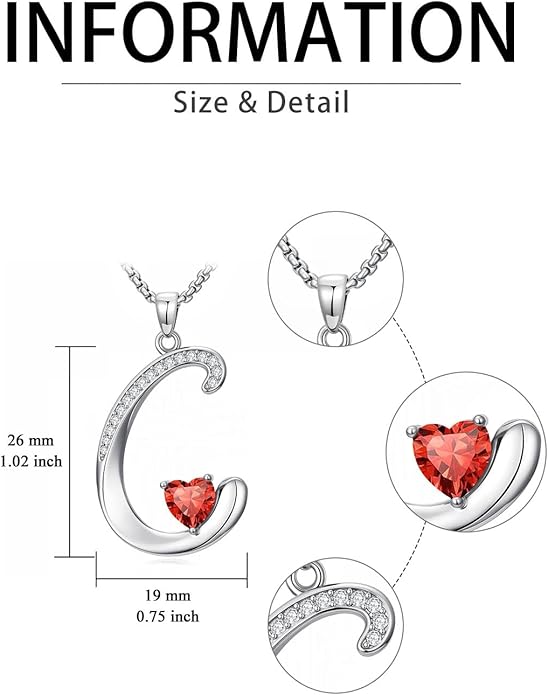 Christmas Gifts for Women Alphabet A to Z Initial Birthstone Pendant Necklaces for Women - 18k White Gold Plated Personalized Name Jewelry Valentine Mothers Day Birthday Gifts for Women Her Girlfriend