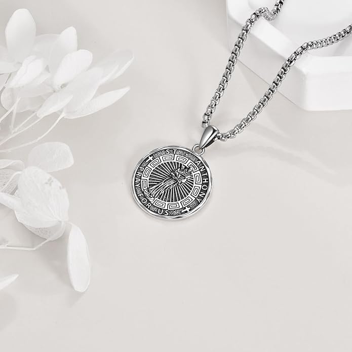 YFN Patron Saint Necklace Sterling Silver Amulet Medal Pendant Religious Protector Jewelry Gifts for Women Men