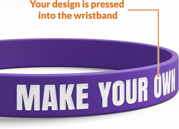 Custom Wristbands For Events, Fundraisers & Promotions | Add Text, Icons, & Logos | Bulk Rubber Bracelets | Classic 1/2” | 100% Silicone