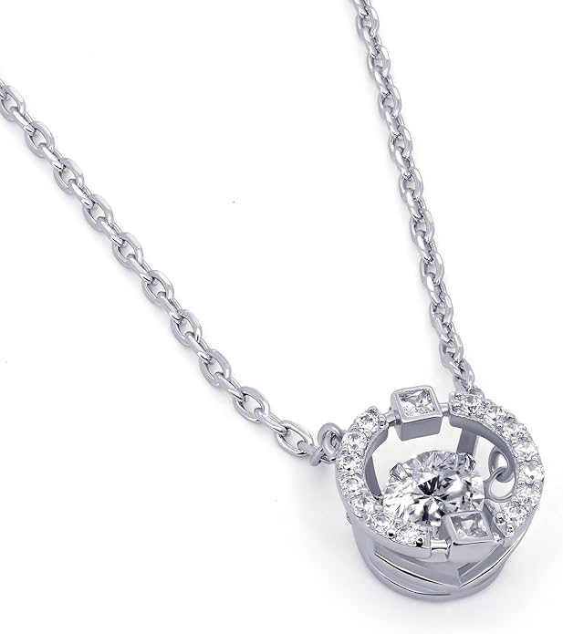 TRYNDI Crystal Halo Silver Pendant Necklace for Women - Wife Presents for Christmas, Mother's Day, Valentine’s Day, Anniversary, Birthday Gifts For Her - Romantic Girlfriend, Soulmate, Wife Birthday Gift Ideas