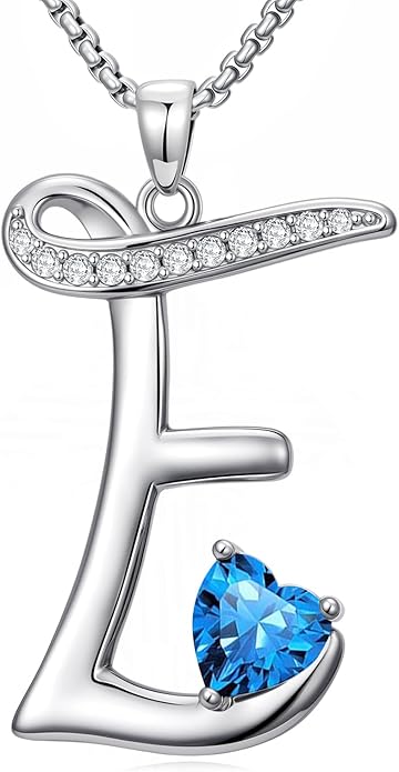 Christmas Gifts for Women Alphabet A to Z Initial Birthstone Pendant Necklaces for Women - 18k White Gold Plated Personalized Name Jewelry Valentine Mothers Day Birthday Gifts for Women Her Girlfriend