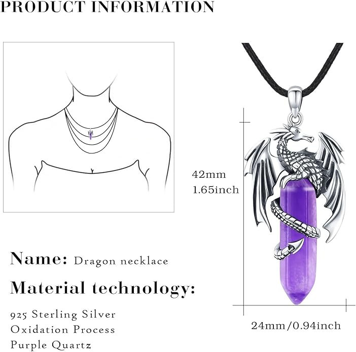 REDSUN 925 Sterling Silver Dragon Pendant Necklace Viking Dragon with Obsidian/Opal Protection Jewelry Gifts for Men Women Her Him Birthday Valentines Day Gifts