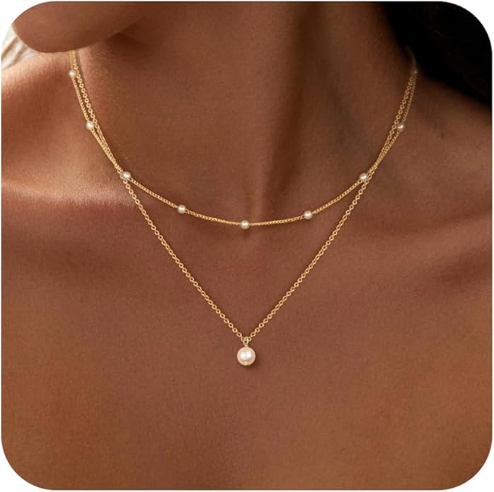 Gold Layered Necklaces for Women, 14K Gold Plated Dainty Necklace Set with Paperclip, Adjustable Trendy Gold Jewelry Stackable Gift