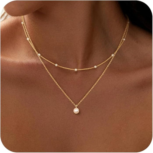 Gold Layered Necklaces for Women, 14K Gold Plated Dainty Necklace Set with Paperclip, Adjustable Trendy Gold Jewelry Stackable Gift