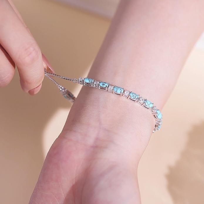 FANCIME Birthstone Tennis Bracelets Sterling Silver Bolo Tennis Bracelets Charm Fine Jewelry Birthday Gifts for Women Mom Wife Her