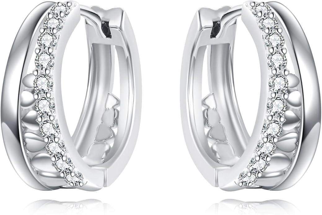 Sterling Silver Hoop Earrings Small Hoop Sun/Leaf/Triangle Huggie Earrings for Women Hypoallergenic