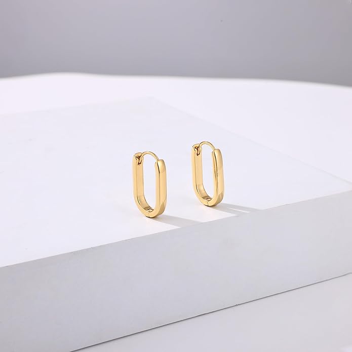 Gacimy Gold Huggie Hoop Earrings for Women 14k Gold Plated, Small Hoop Earrings for Women, 1/2 Inch Yellow Color Earrings for Women