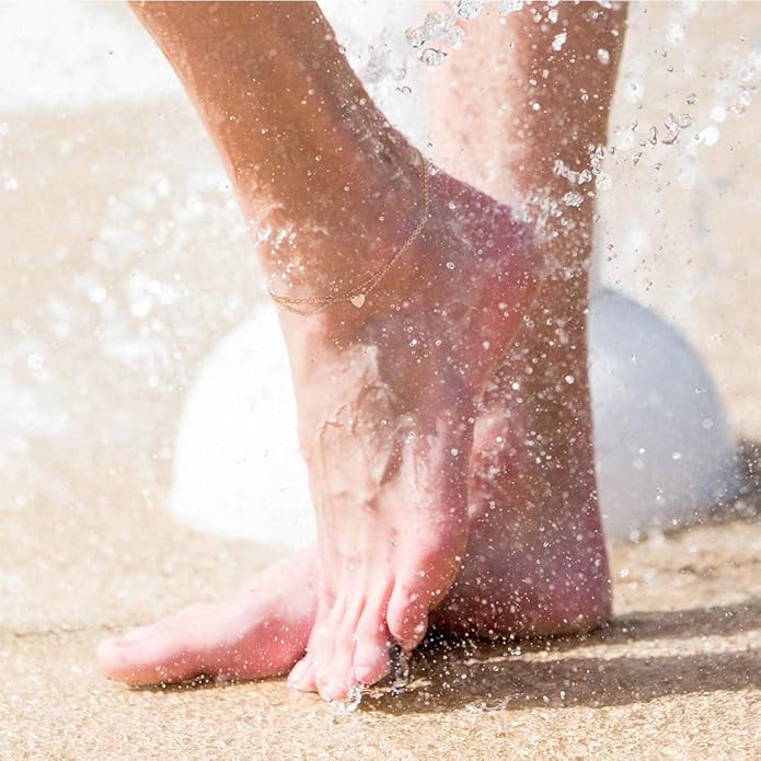 Ursteel Ankle Bracelets for Women, 14K Gold Plated Dainty Layered Heart Initial Anklets for Women Gifts